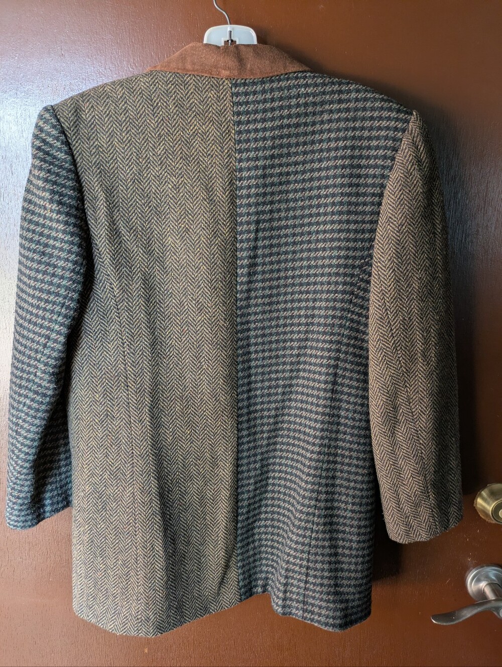 Vintage JL Colebrook Size 8 Patchwork Herringbone Blazer Brown Multicolor - Picture 2 of 3